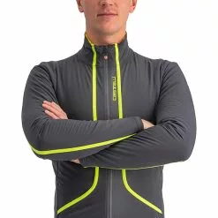 Castelli Flight Air Jacke Herren Grau -Günstiges Fahrradjacken Geschäft castelli flight air jacket men dark gray electric lime 4