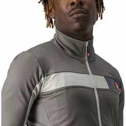 Castelli Mortirolo 6S Jacke Herren Grau -Günstiges Fahrradjacken Geschäft castelli mortirolo 6s jacket men nickel gray chalk black reflex 6