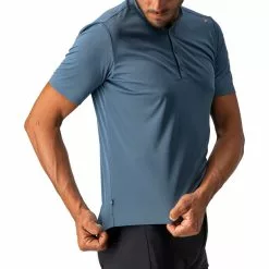 Castelli Tech 2 Polo Shirt Herren Blau -Günstiges Fahrradjacken Geschäft castelli tech 2 poloshirt men blue 4