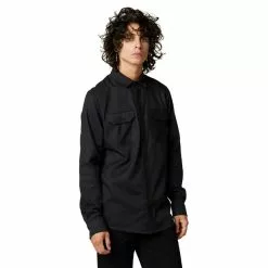 Fox Assembly Line Langarm Flanellhemd Herren Schwarz