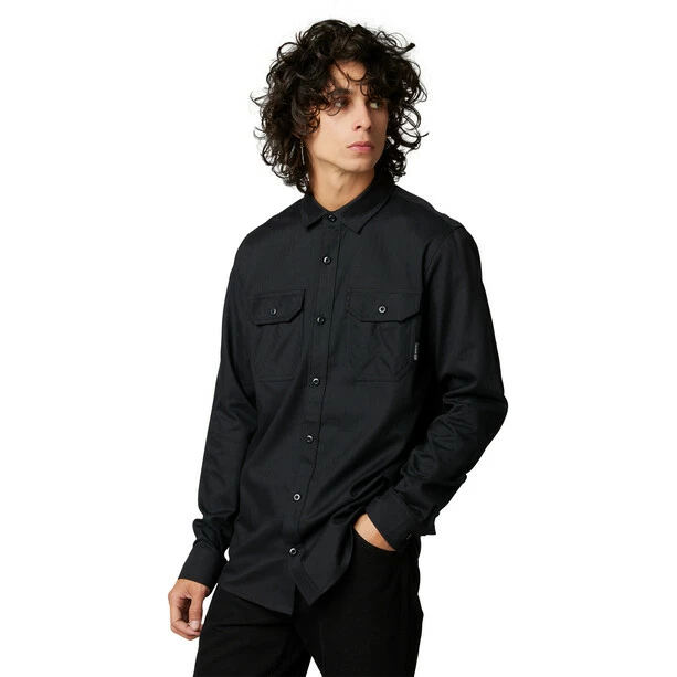 Fox Assembly Line Langarm Flanellhemd Herren Schwarz 2 Fox Assembly Line Langarm Flanellhemd Herren Schwarz – Bild 2